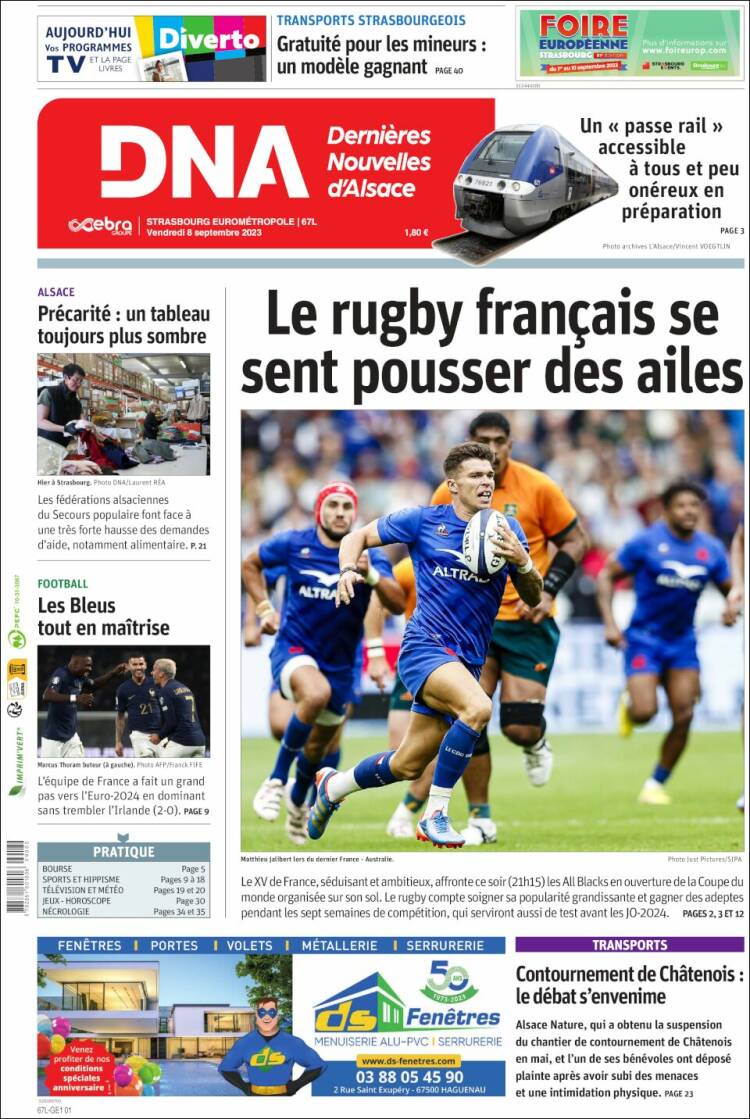 Portada de Les Dernières Nouvelles d'Alsace (Francia)