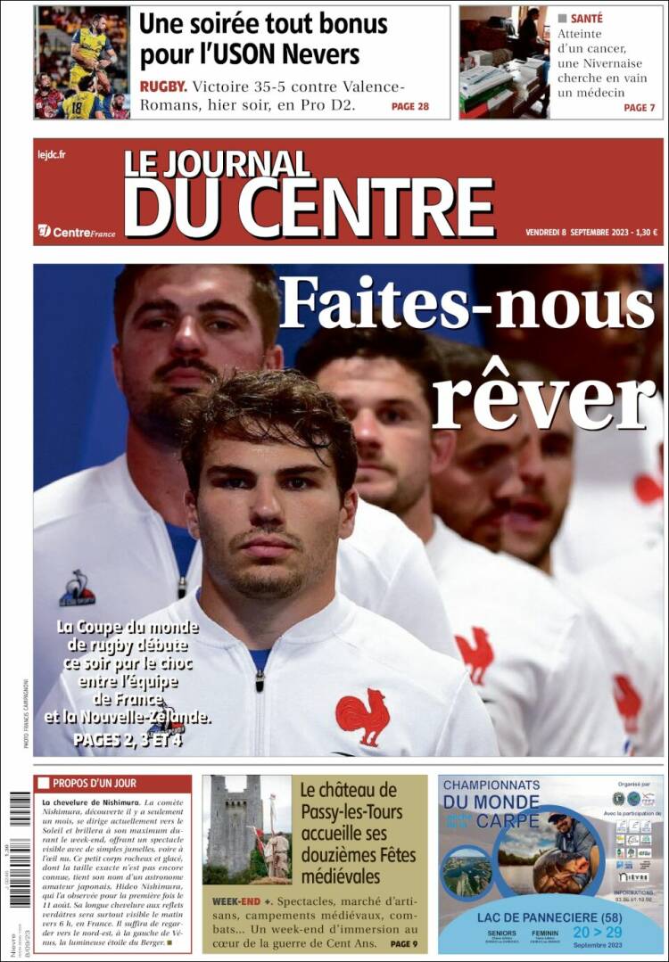 Portada de Le Journal du Centre (Francia)