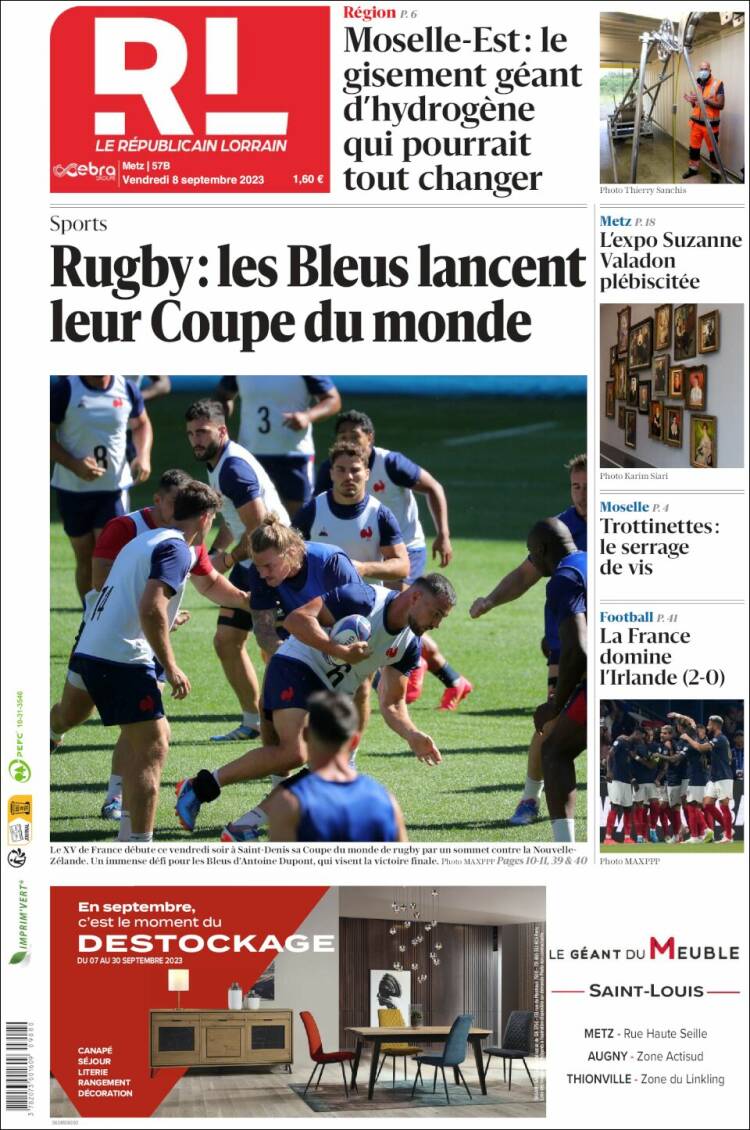 Portada de Le Republicain Lorrain (Francia)