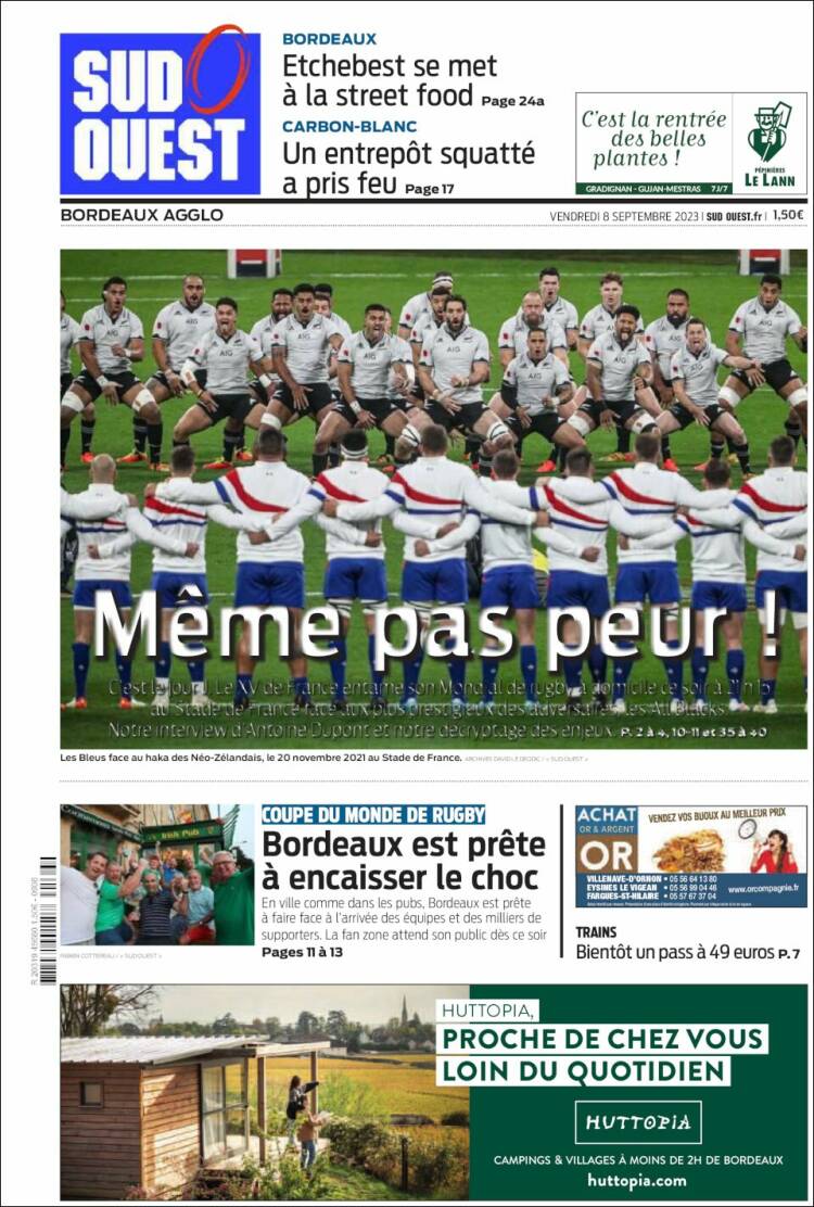 Portada de Sud Ouest (Francia)