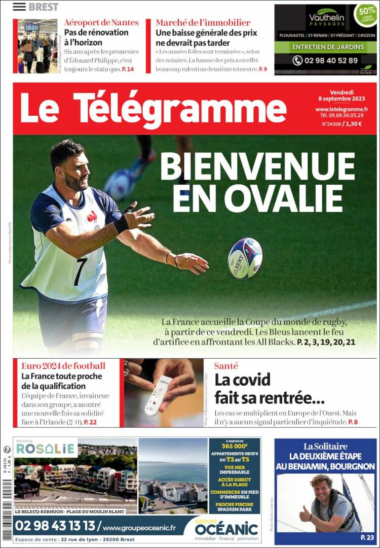 Portada de Télégramme (Francia)