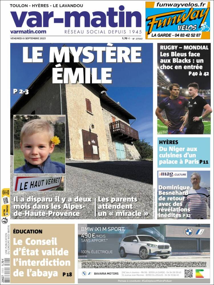 Portada de Var-Matin (Francia)