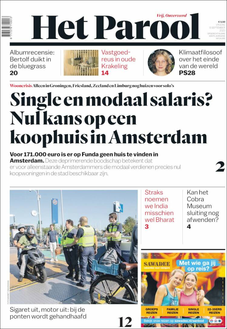 Portada de Het Parool (Pa&iacute;ses Bajos)