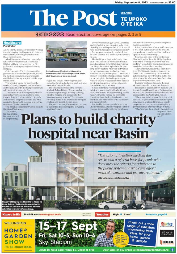 Portada de The Dominion Post (Nueva Zelanda)