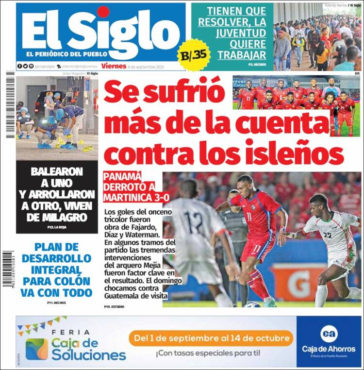 Portada de El Siglo (Panam&aacute;)
