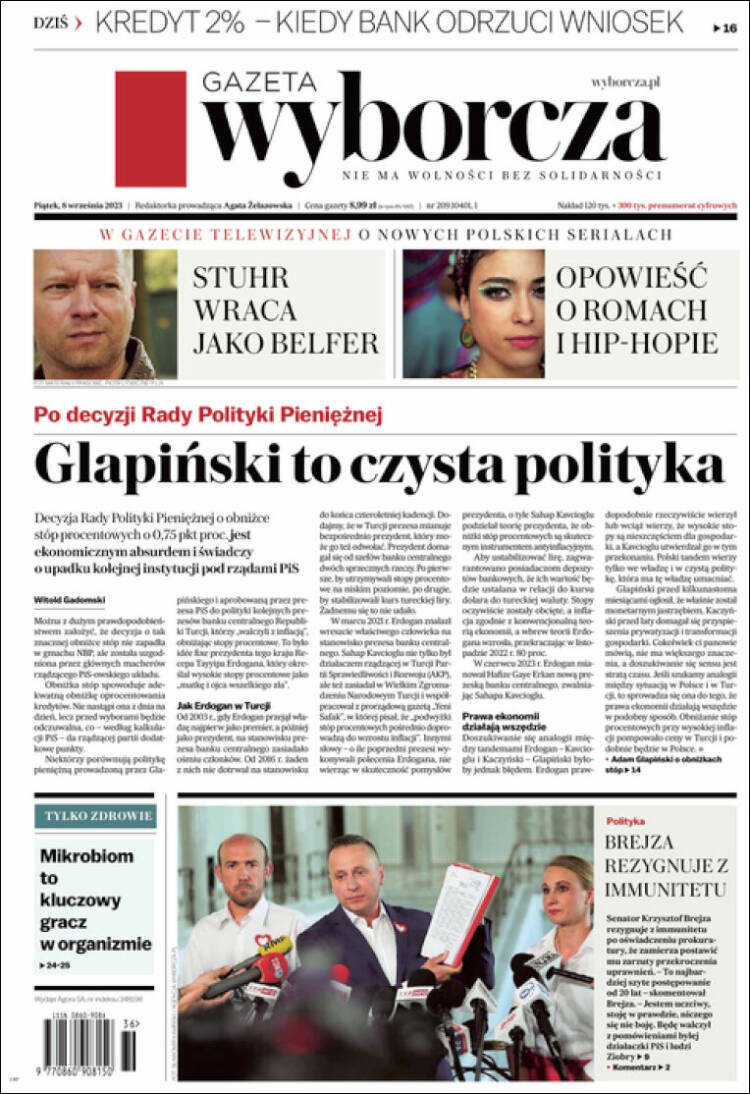 Portada de Gazeta Wyborcza (Polonia)