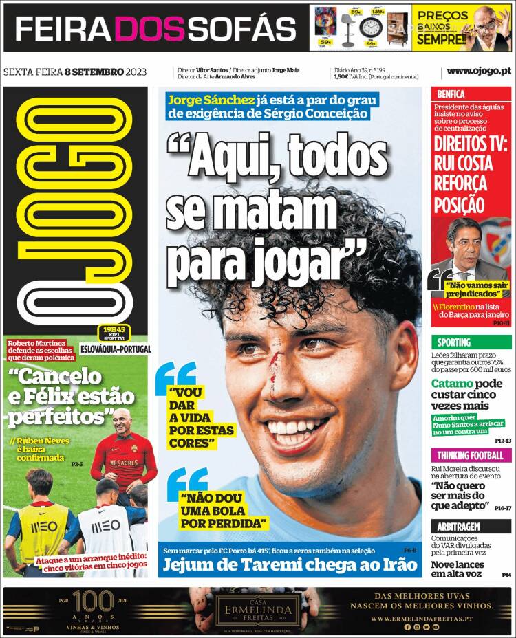 Portada de O Jogo (Portugal)