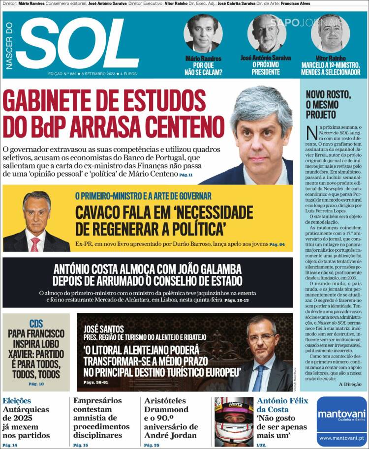 Portada de Jornal Sol (Portugal)