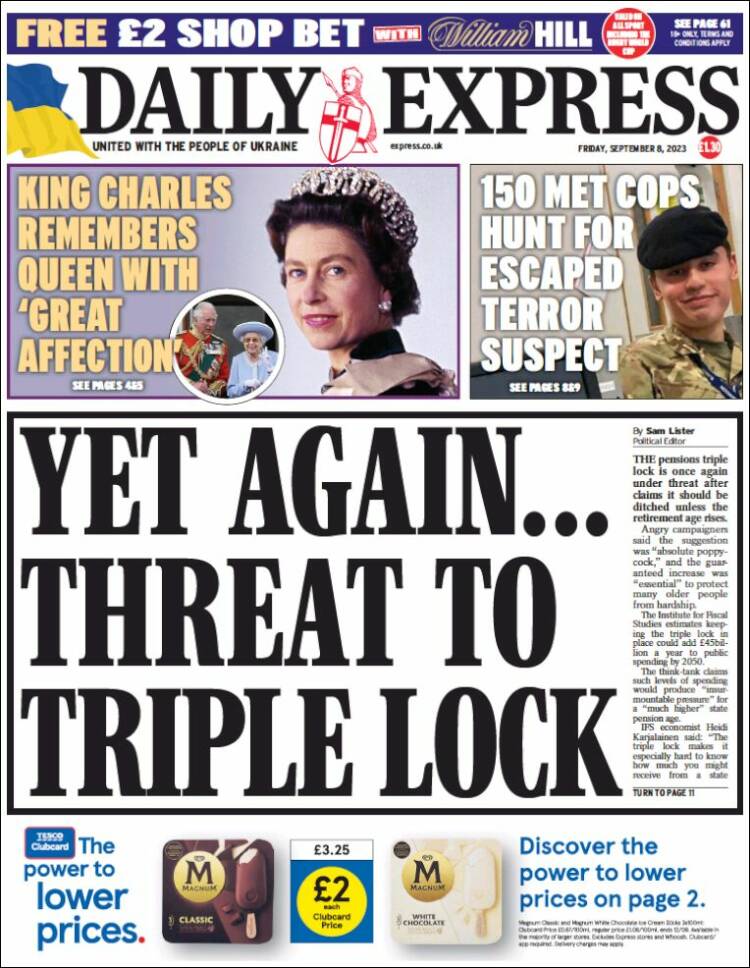 Portada de Daily Express (Reino Unido)