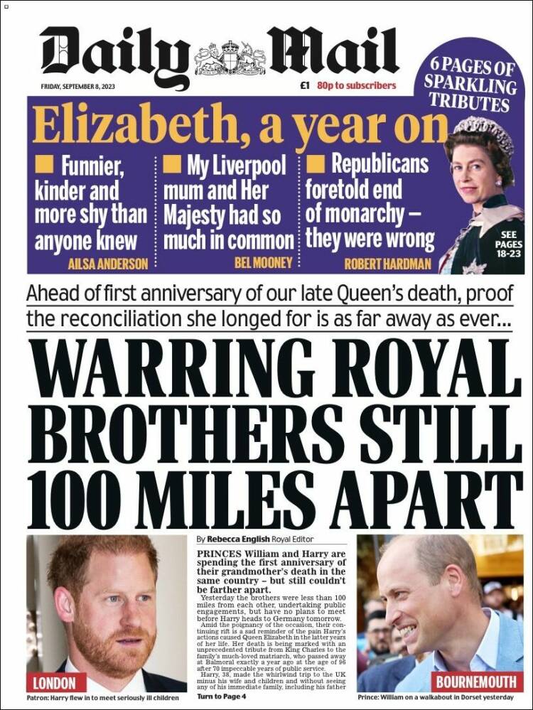 Portada de Daily Mail (Reino Unido)