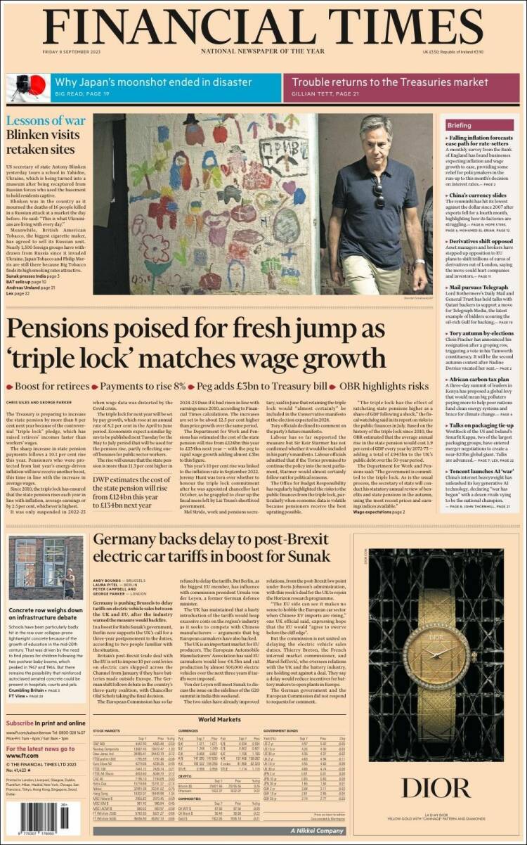 Portada de Financial Times (Reino Unido)
