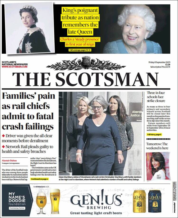 Portada de The Scotsman (Reino Unido)