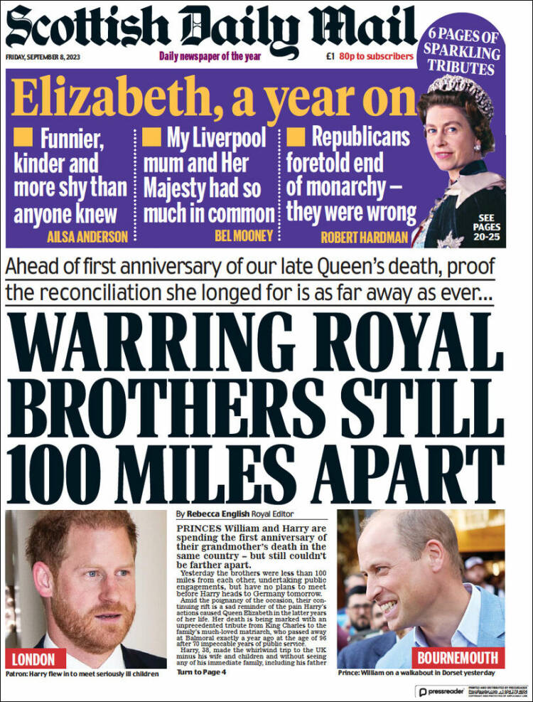Portada de Scottish Daily Mail (Reino Unido)