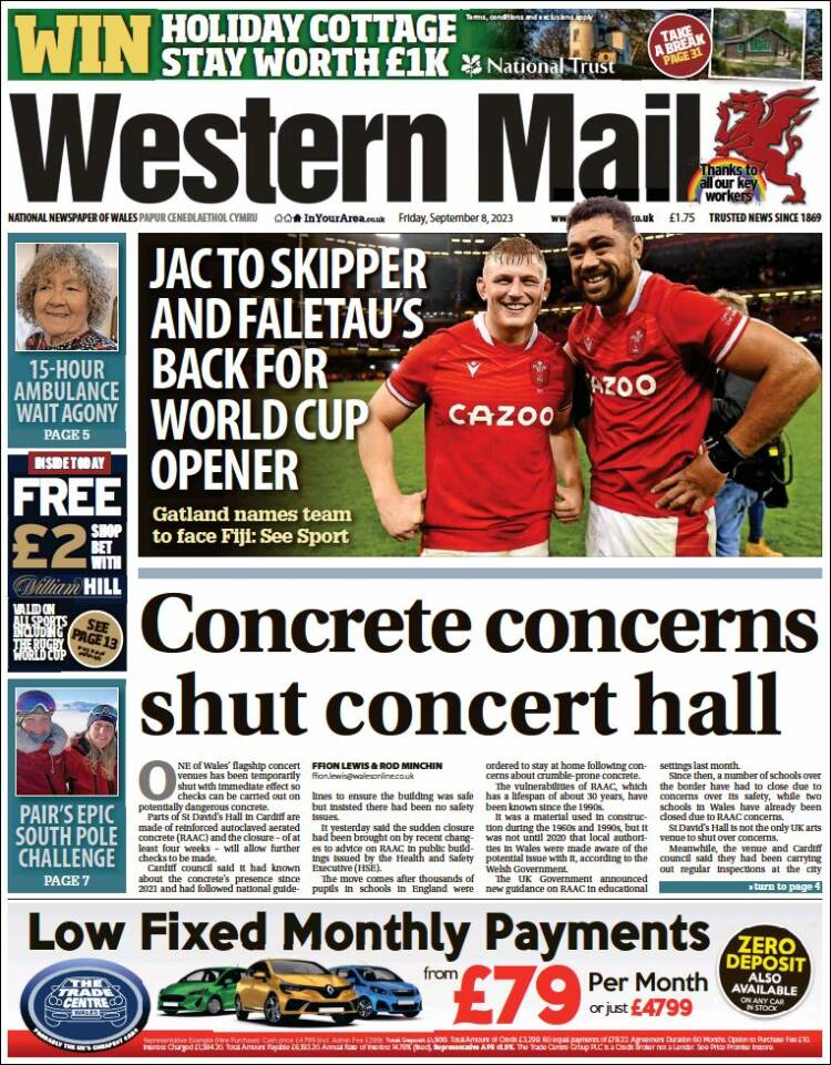 Portada de Western Mail (Reino Unido)