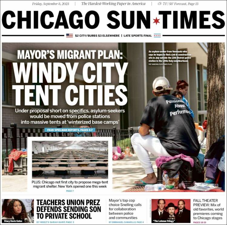 Portada de Chicago Sun-Times (USA)