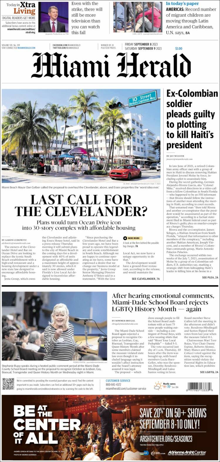 Portada de Miami Herald (USA)