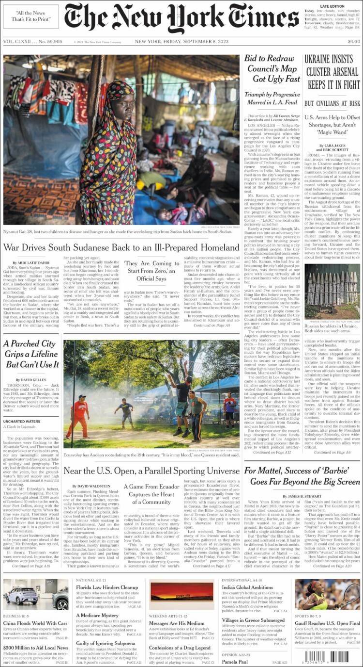 Portada de New York Times (USA)