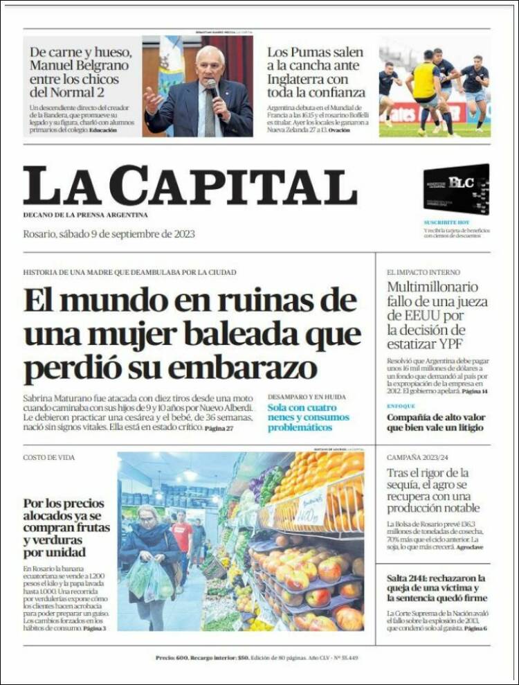 Portada de La Capital - Rosario (Argentina)