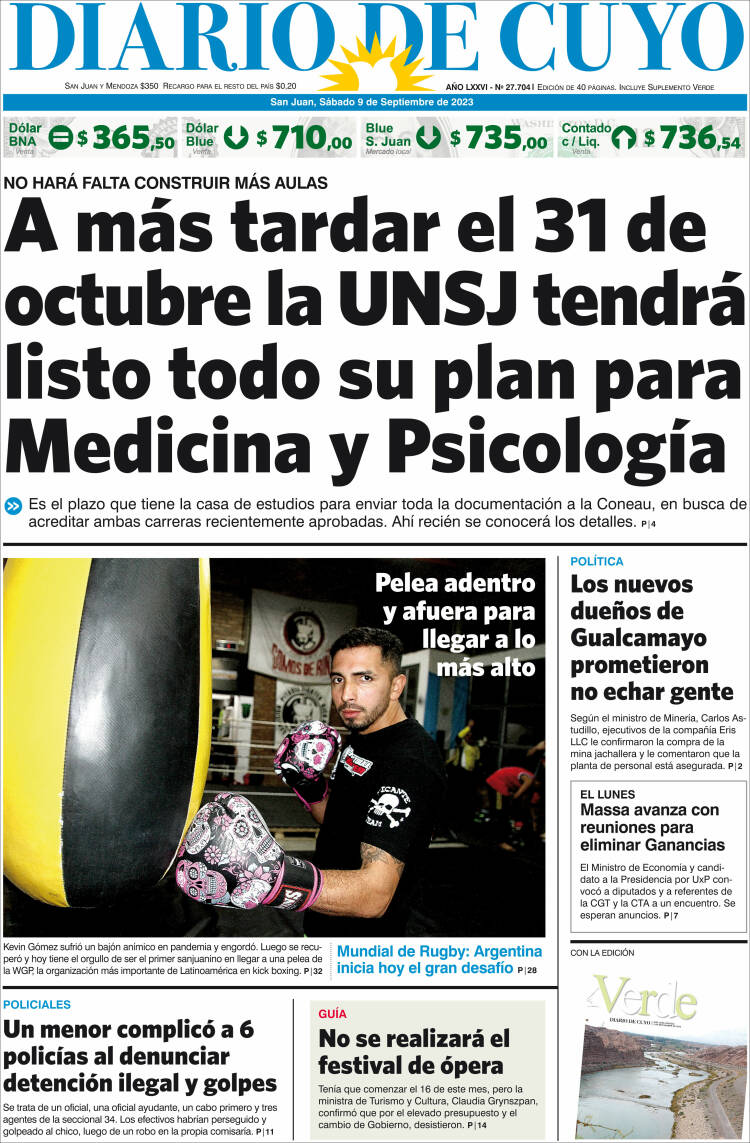 Portada de Diario de Cuyo (Argentina)