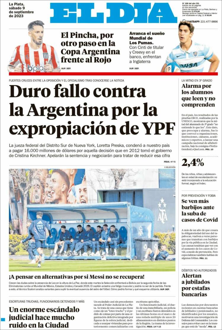 Portada de El Día de la Plata (Argentina)
