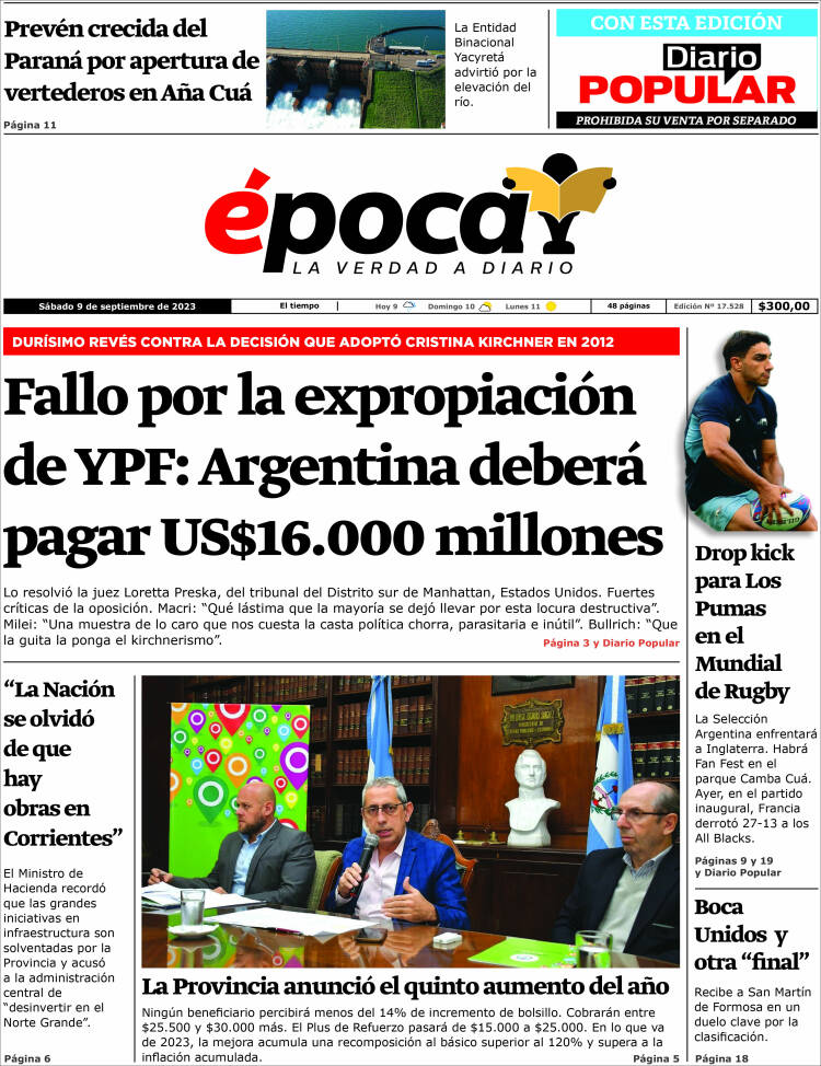 Portada de Diario Época (Argentina)