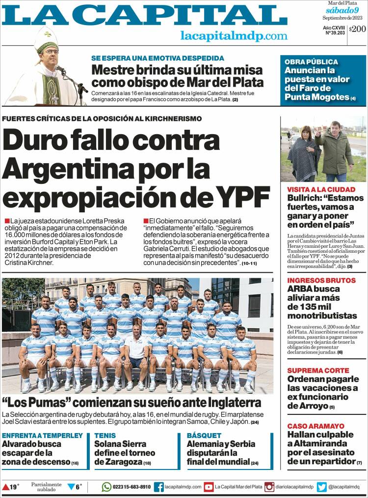 Portada de Diario La Capital - Mar del Plata (Argentina)