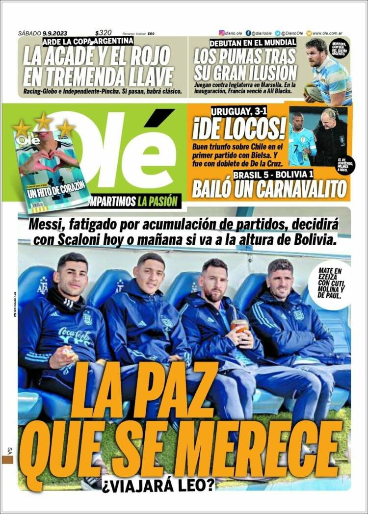 Portada de Olé (Argentina)