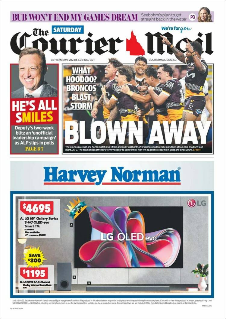 Portada de The Courier-Mail (Australia)