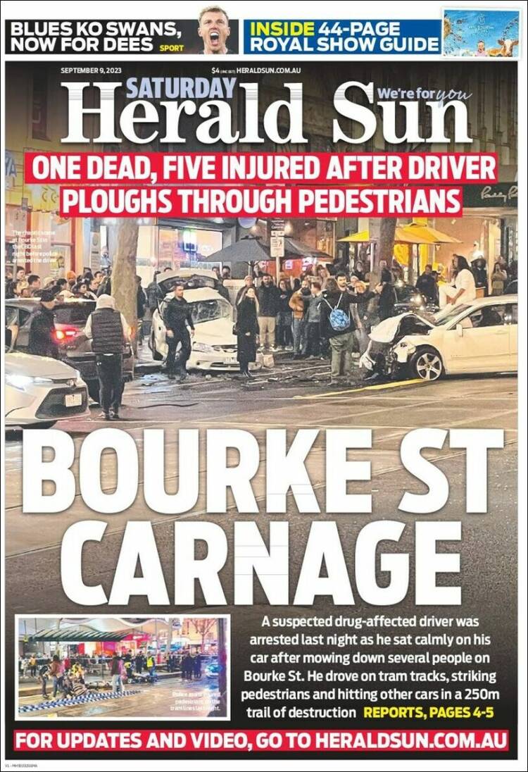 Portada de Herald Sun (Australia)