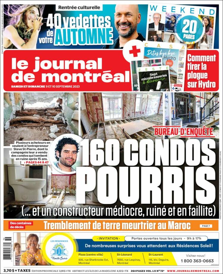 Portada de Le Journal de Montréal (Canadá)
