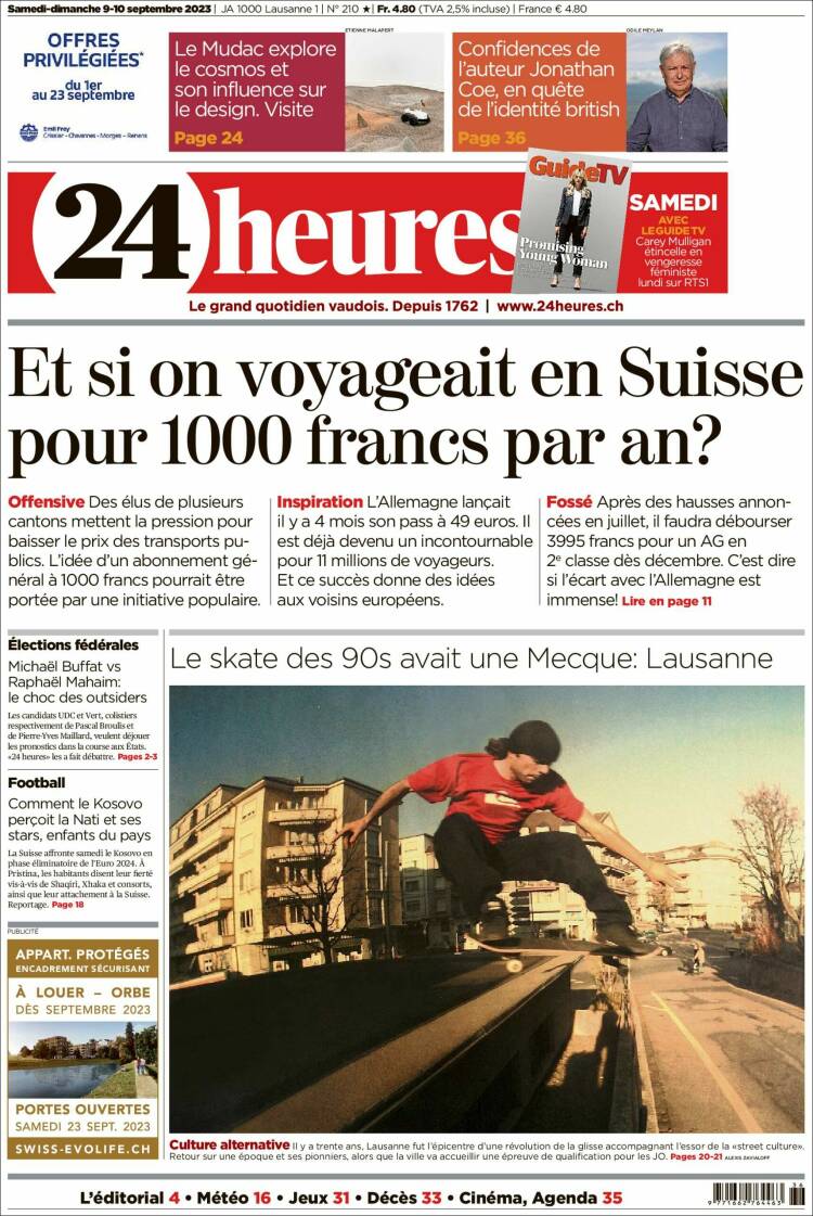 Portada de 24 Heures (Suiza)