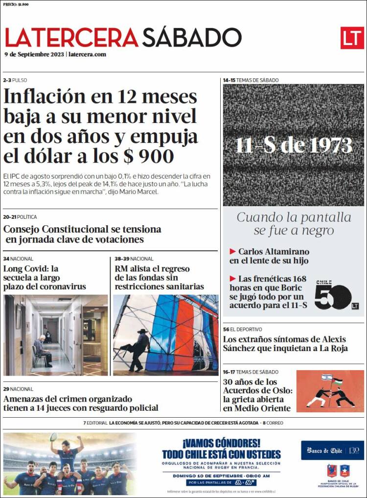 Portada de La Tercera (Chile)