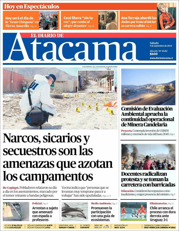 Portada de Diario de Atacama (Chile)