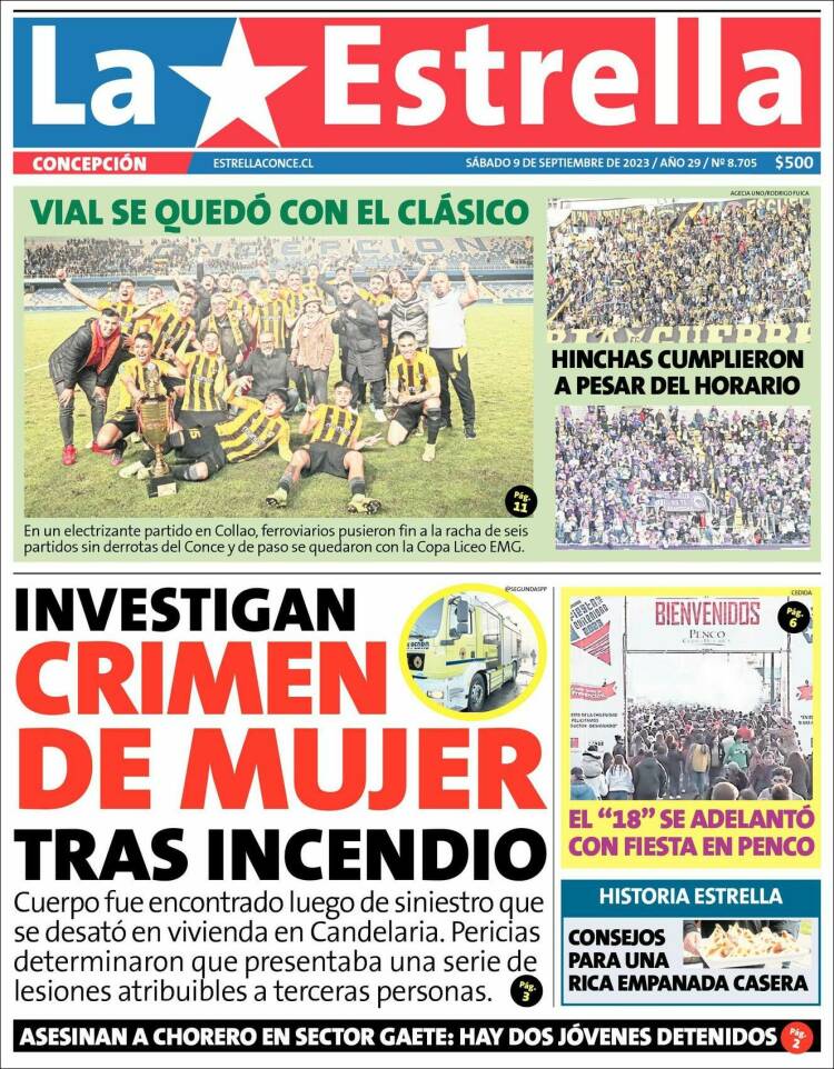 Portada de La Estrella de Concepción (Chile)