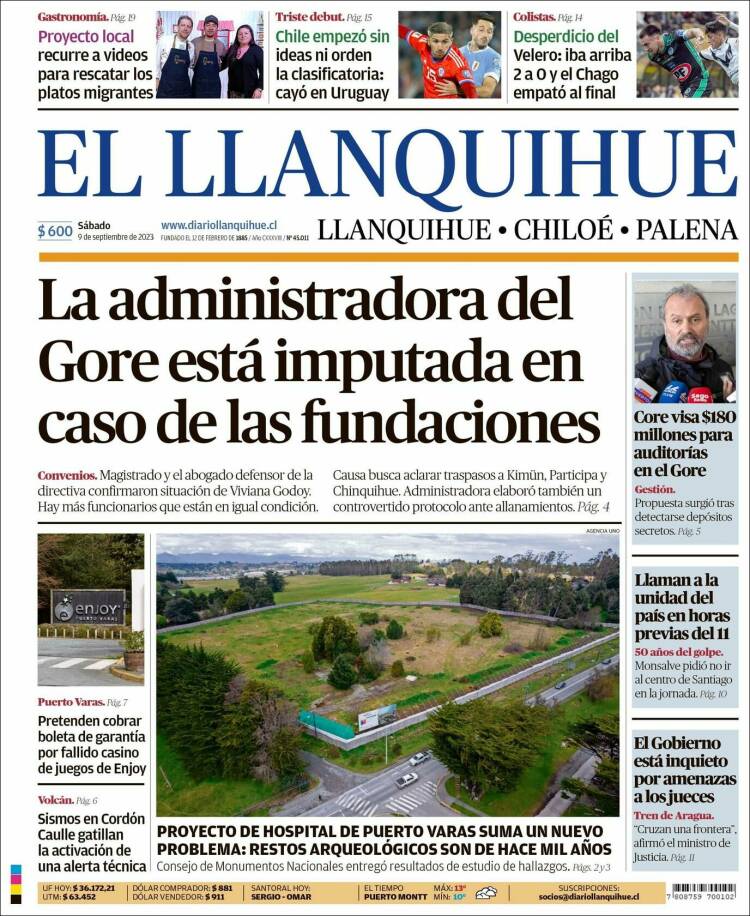 Portada de El Llanquihue (Chile)