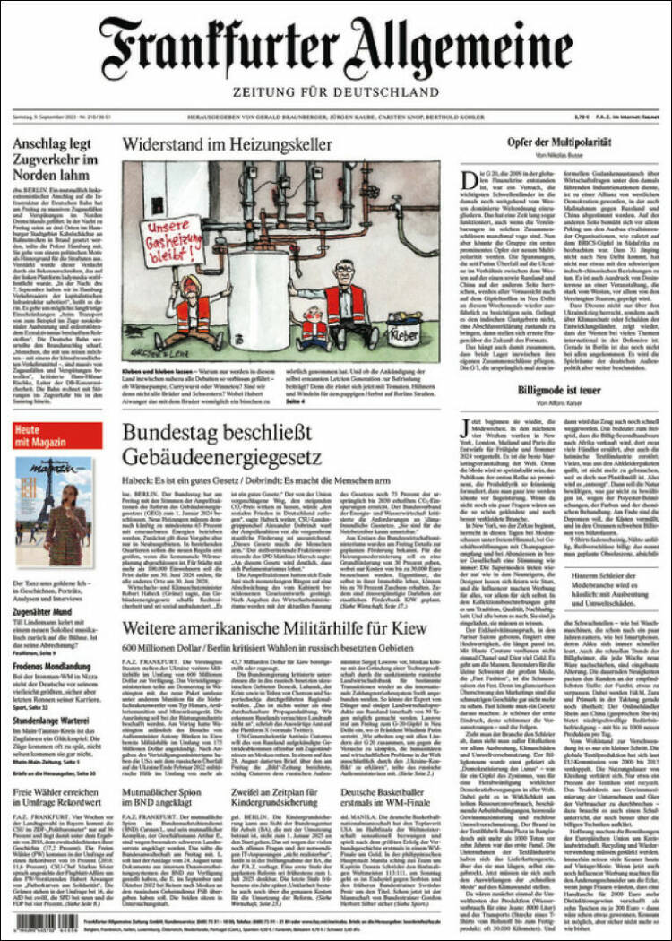 Portada de Frankfurter Allgemeine (Alemania)