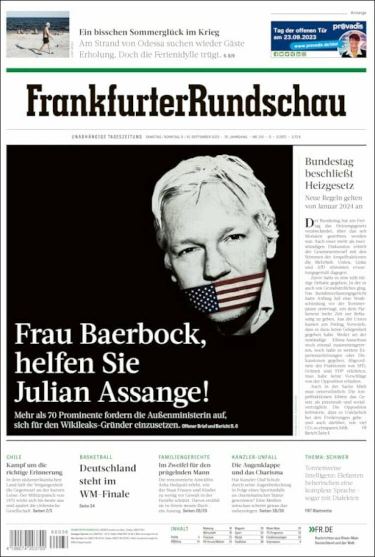 Portada de Frankfurter Rundschau (Alemania)