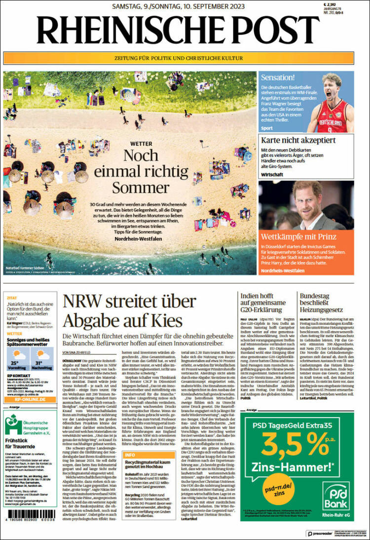 Portada de Rheinische Post (Alemania)
