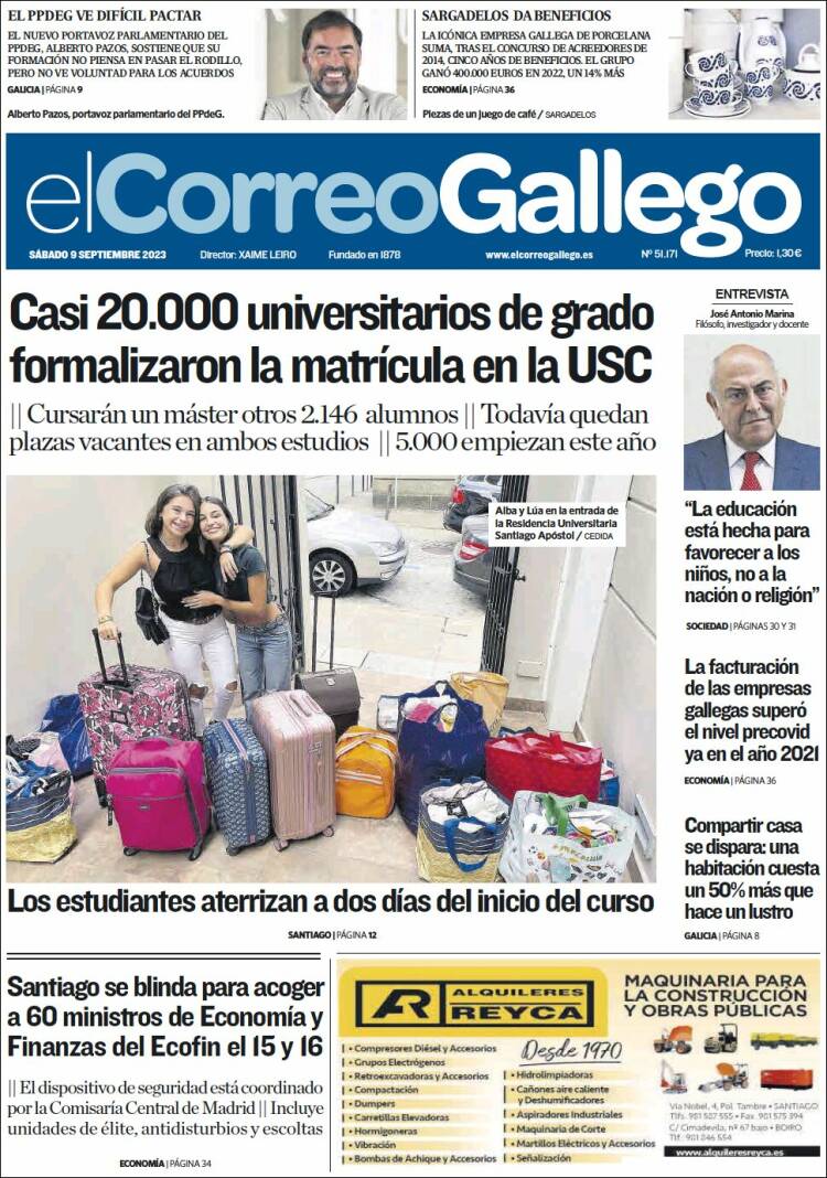 Portada de El Correo Gallego (España)