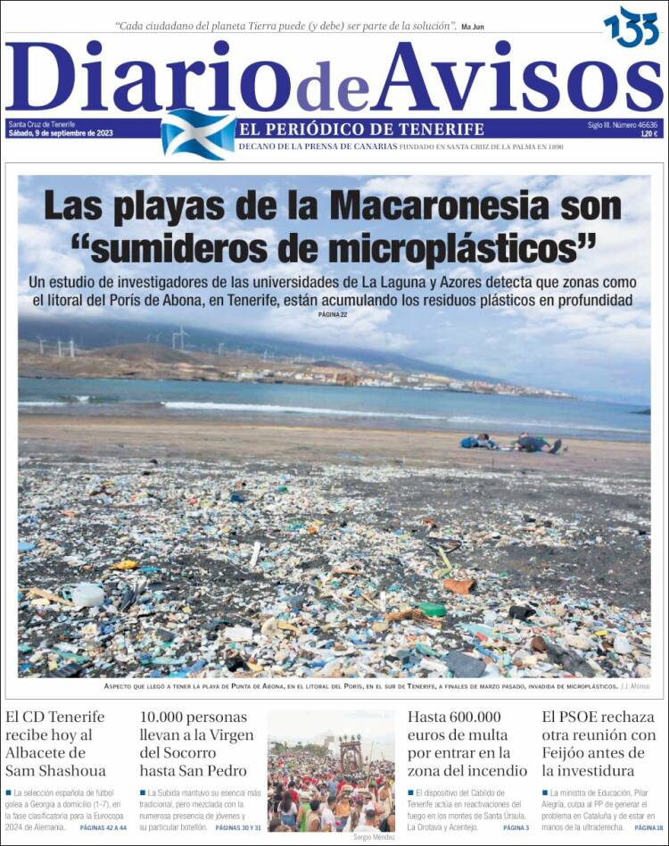 Portada de Diarios de Avisos (España)