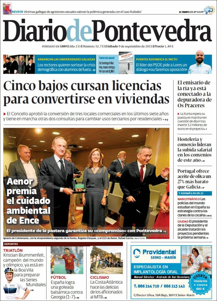 Portada de Diario de Pontevedra (España)