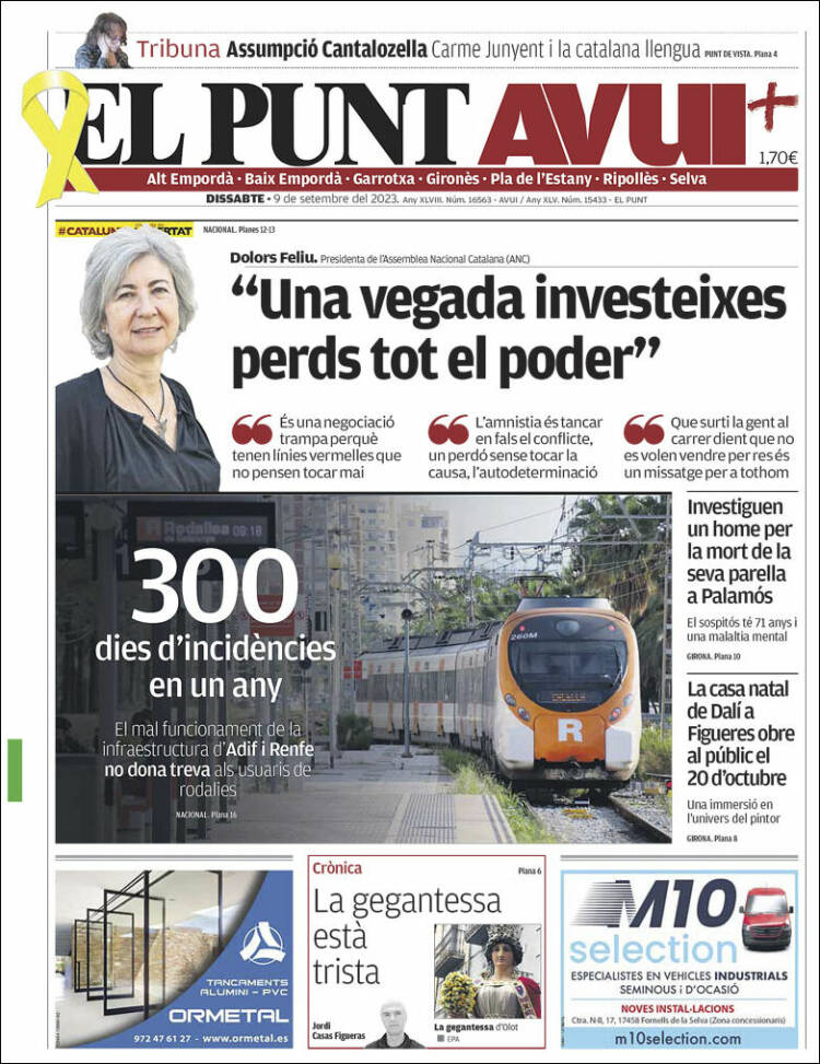 Portada de El Punt Avui - Girona (España)