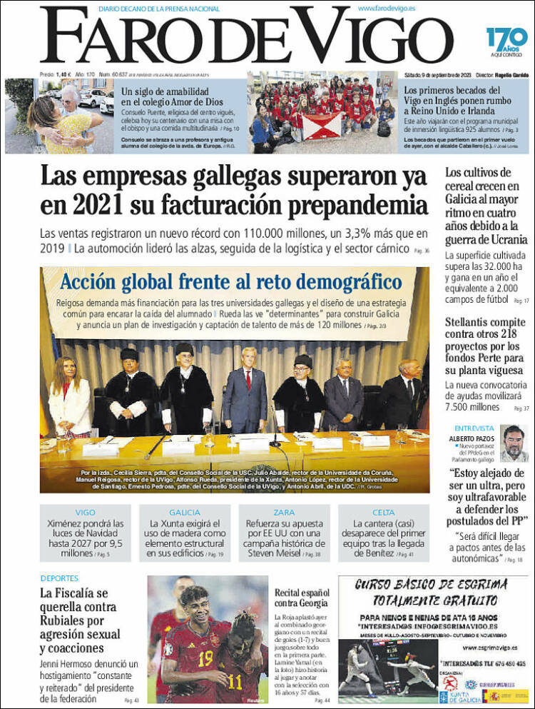 Portada de Faro de Vigo (España)