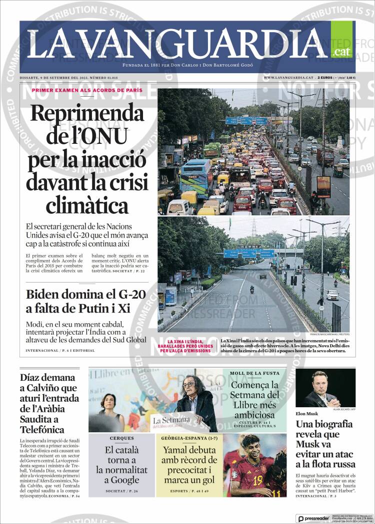 Portada de La Vanguardia (España)
