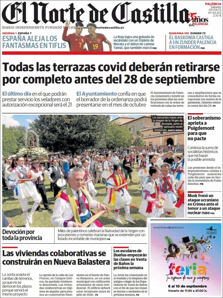 Portada de Norte de Castilla - Palencia (España)