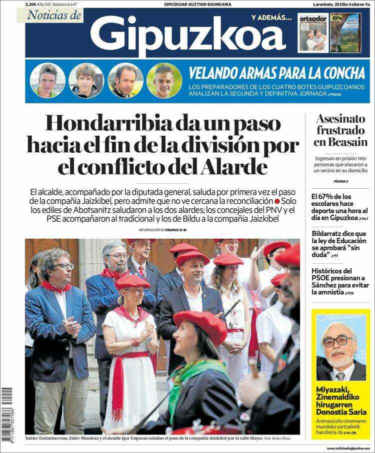 Portada de Noticias de Gipuzkoa (España)