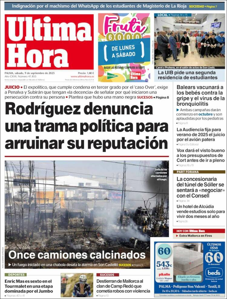 Portada de Última Hora (España)