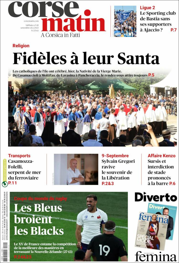 Portada de Corse-Matin (Francia)