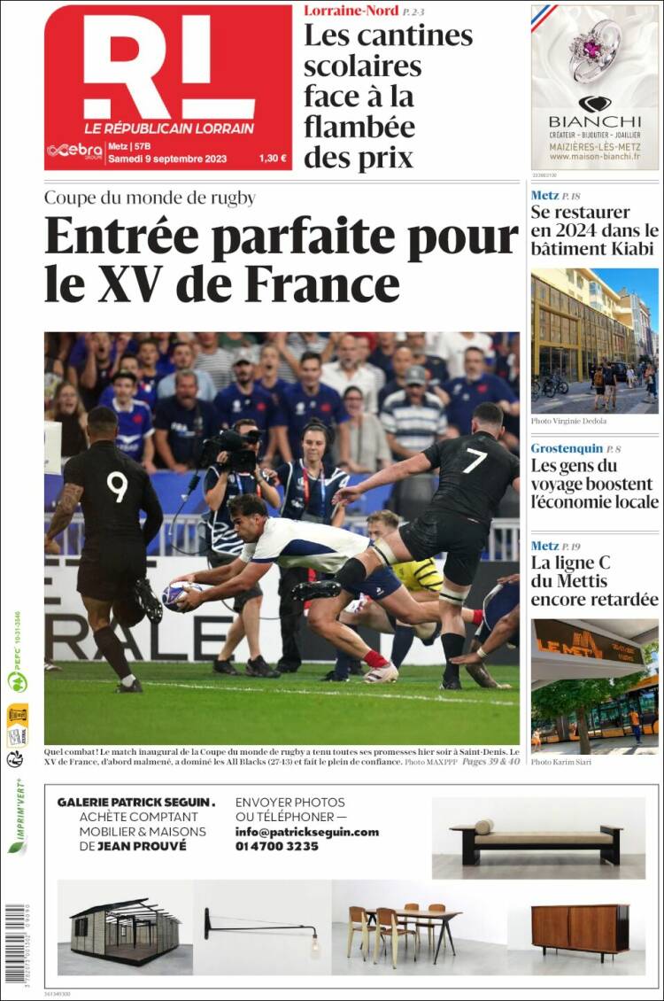 Portada de Le Republicain Lorrain (Francia)
