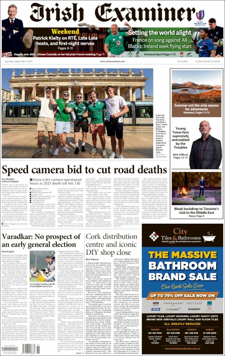 Portada de Irish Examiner (Irlanda)